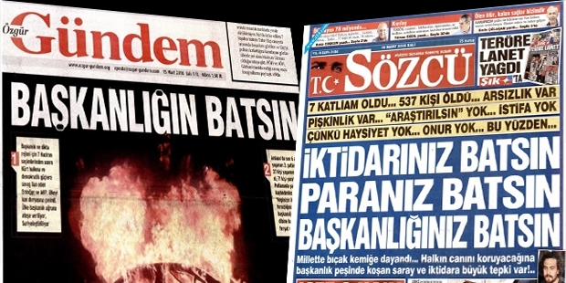 Erdoğan'dan "Batsın senin başkanlığın" manşeti atan Sözcü ve Özgür Gündem'e: Paçavralar!