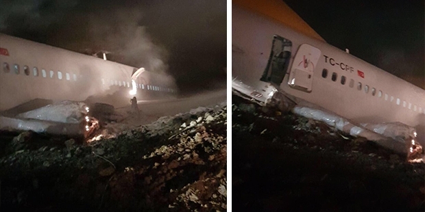 Trabzon'da yolcu uçağı pistten çıktı