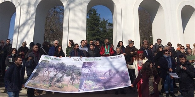 Maçka Parkı'nda tünel inşaatı protesto edildi: Dur demezsek İstanbul'un altı delik deşik edilecek!