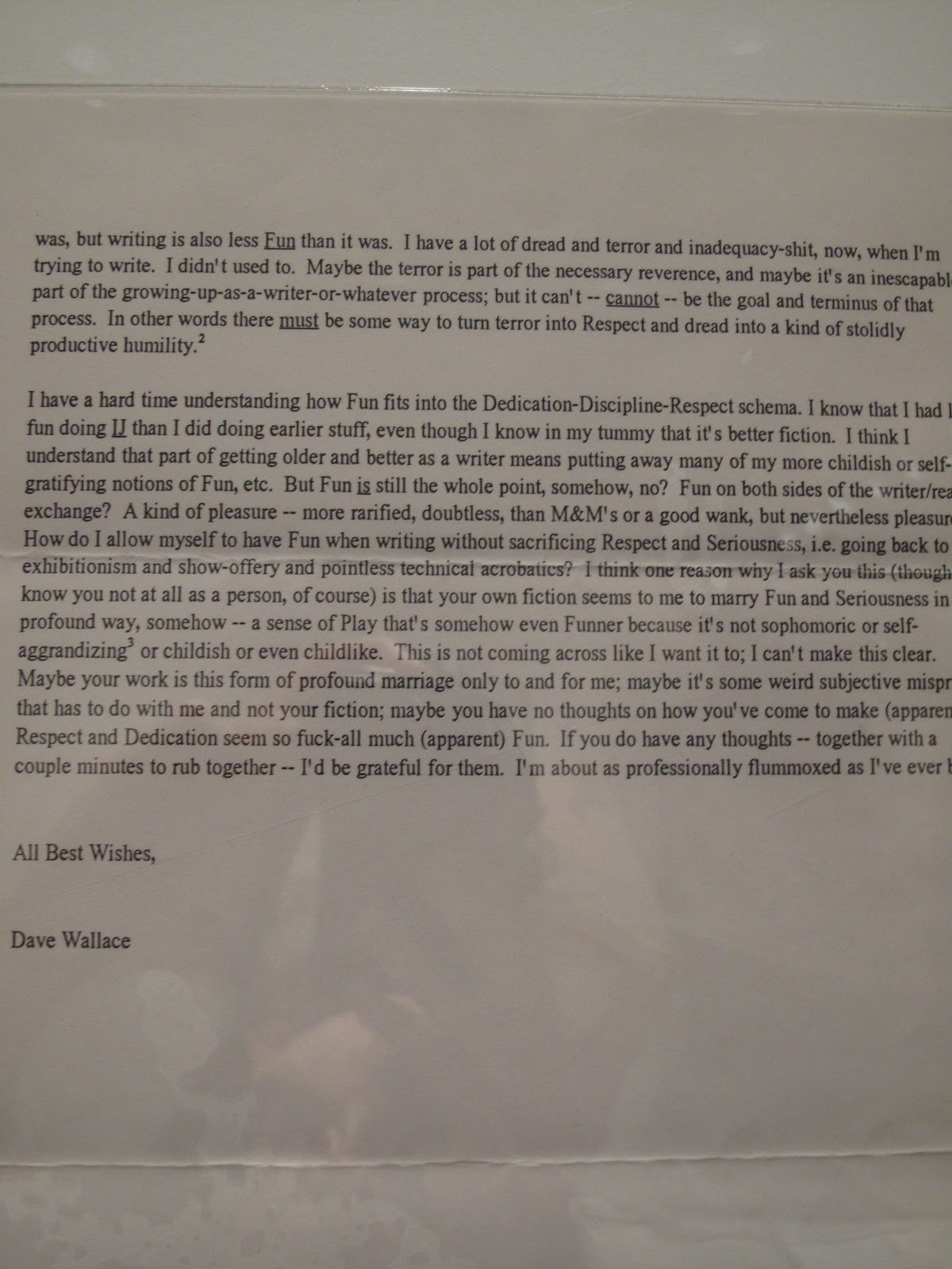 Mektubun Harry Ransom Center'da bulunan orijinalinden bir sayfa