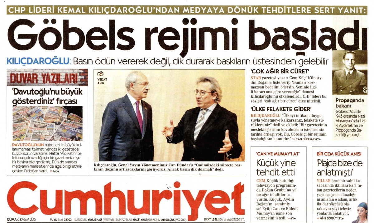 Can Dündar ‘Tutuklandık’ adlı kitabında Kemal Kılıçdaroğlu ile görüşmesinde başka gazetecilerin de olduğunu, ancak demecin Cumhuriyet dışında hiçbir gazetede yayımlanamadığını yazdı
