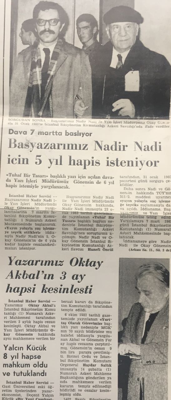 Cumhuriyet'in 19 Şubat 1983 tarihli başsayfası