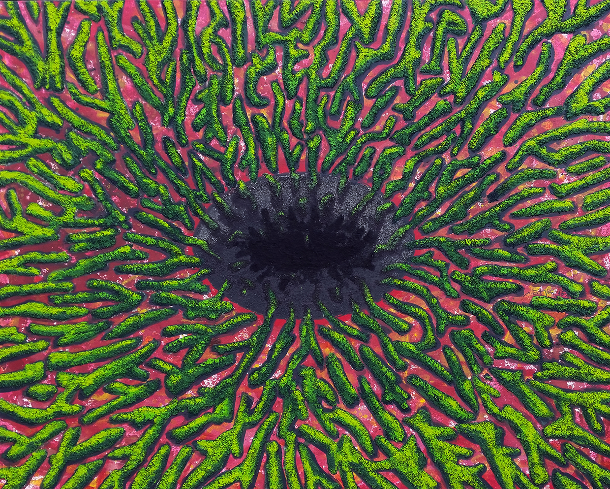 130x160 cm, 2016-17, tuvale akrilik talaş, yün