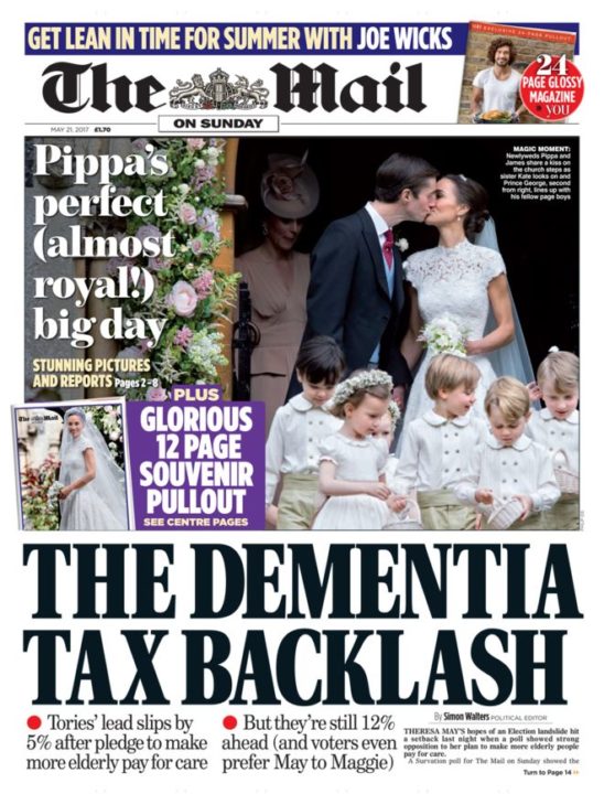 Muhafazakar Daily Mail “Dementia Tax” diyor.