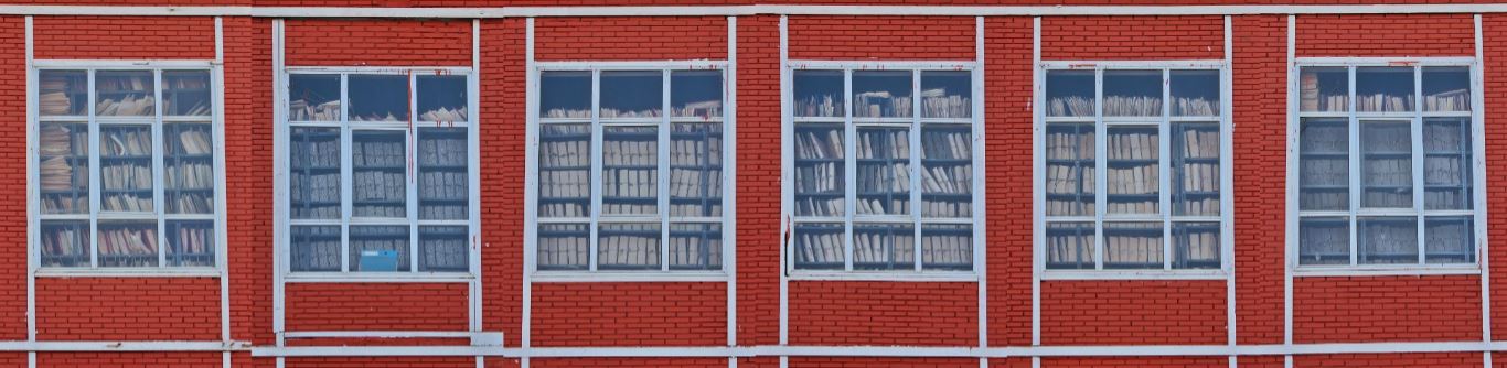 Eskişehir Kâzım Taşkent Şeker Fabrikası arşivinin göründüğü pencereler. (2015)