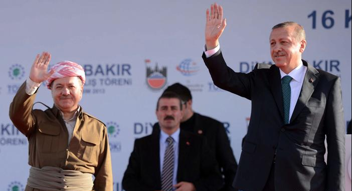 Mesud Barzani ve Tayyip Erdoğan, 2013 yılında Diyarbakır'da bir araya gelmişti
