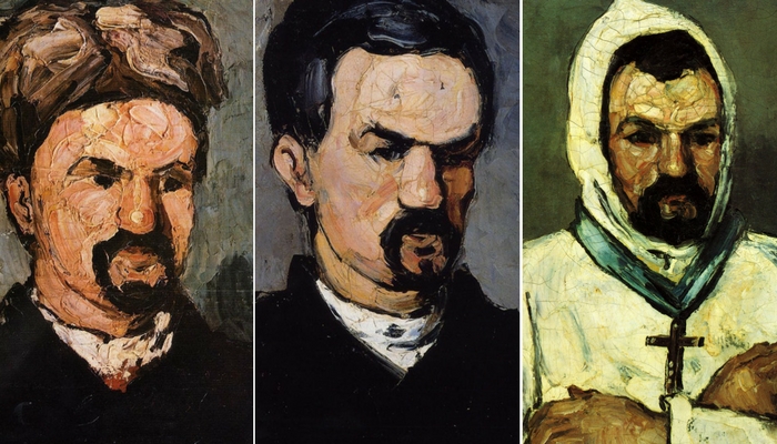 Paul Cézanne, Sağdan sola eserler: Portrait of Uncle Dominique in a Turban, Portrait of Uncle Dominique, Portrait of Uncle Dominique as a Monk,
