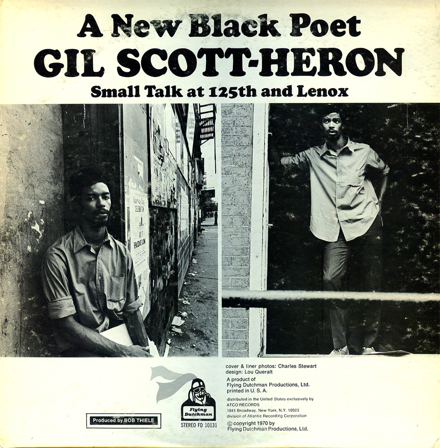 Gil Scott-Heron'un 1970'te yayınlanan Small Talk at 125th and Lenox plağının arka kapağı
