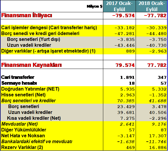 Türkiye’nin döviz finansman ihtiyacı ve kaynakları  