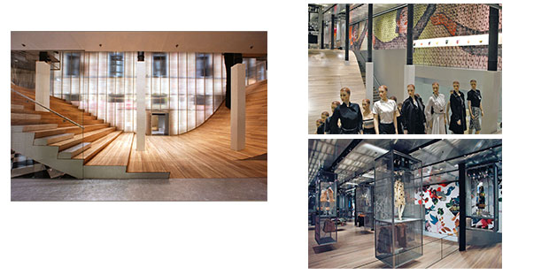 Mimar Rem Koolhaas/OMA tarafından tasarlanmış Prada Epicenter New York mağazası 7000 metrekare büyüklüğünde bir çağdaş sanat, interaktif alışveriş ve sergi deneyimi sunuyor.