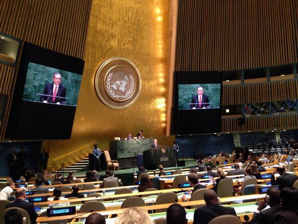 Erdoğan'ın Birleşmiş Milletler Genel Kurulu'nda yaptığı (24 Eylül 2014) ikinci konuşmadan bir görüntü
