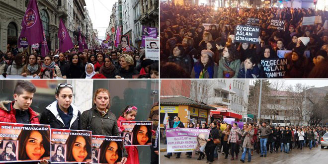 Tarsus'ta 13 Şubat Cuma akşamı bindiği minibüsün sürücüsünün tecavüz girişimine direnirken bıçaklanarak katledilen, daha sonra bedeni yakılan 20 yaşındaki üniversite öğrencisi Özgecan Aslan'ın hedef olduğu vahşet üzerine isyan eden kadınlar, ülkenin her köşesinde erkek saldırganlığına isyan etti