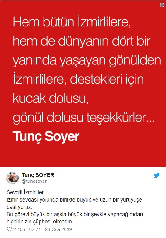 Tunç Soyer tweet