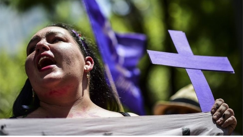 
                    Eylül ayında kayıplara karışan Mara Fernanda Castilla adlı genç öğrencinin cesedinin bulunması sonrası, Meksika'nın farklı şehirlerinde kadına karşı şiddet protesto edildi.
                