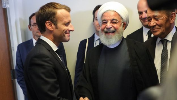 Fransa Cumhurbaşkanı Macron ve İran Cumhurbaşkanı Ruhani