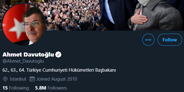 4.	Ahmet Davutoğlu – 5 milyon 810 bin