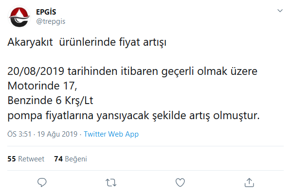 Benzin ve motorine zam geldi