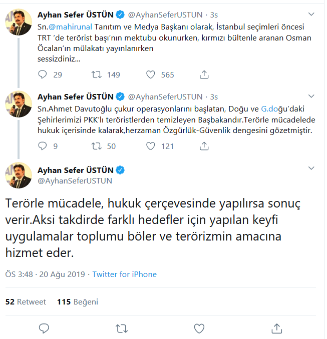 Mahir Ünal'ın Davutoğlu sözlerine eski AKP'li vekilden yanıt