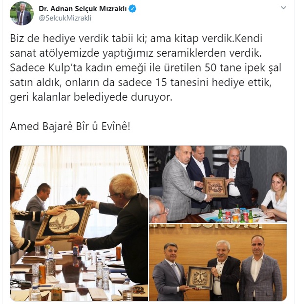 Mızraklı'dan AKP'li bakanlara 'gümüş hediyeler' veren Kayyım Yaman'a: Biz de hediye verdik ama kitap!