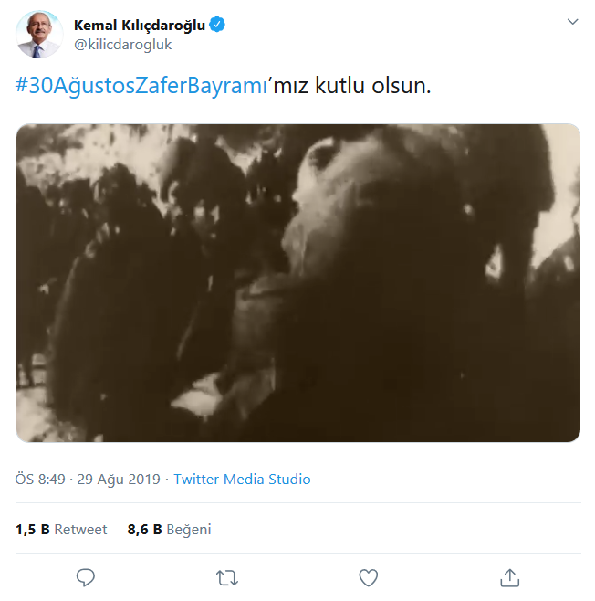 Kılıçdaroğlu’ndan 30 Ağustos’a videolu kutlama