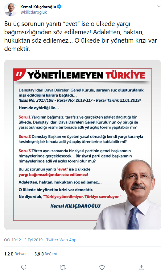 Avukat Çalıkuşu davayı kazandı, Kılıçdaroğlu sordu: Beştepe yasal mı?