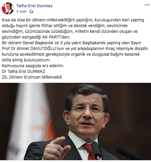 AKP’nin Davutoğlu kararının ardından ilk istifa