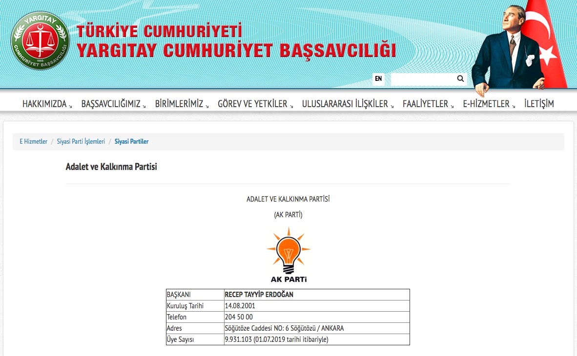 AKP'nin üye sayısı 1 yılda neredeyse 800 bin azaldı