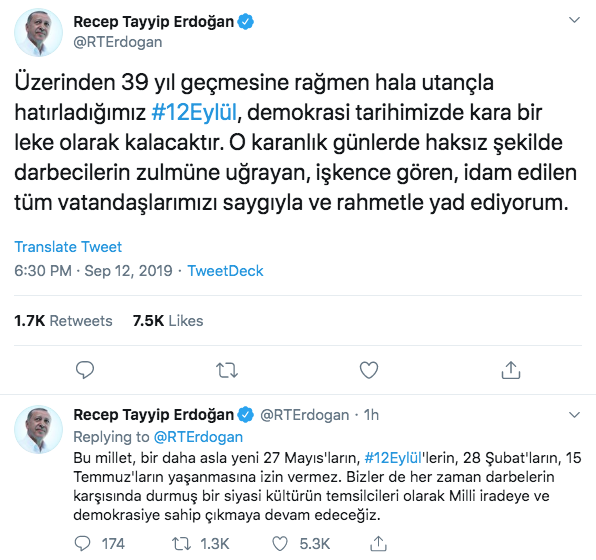 Cumhurbaşkanı Erdoğan'dan 12 Eylül mesajı: Kara bir leke olarak kalacaktır