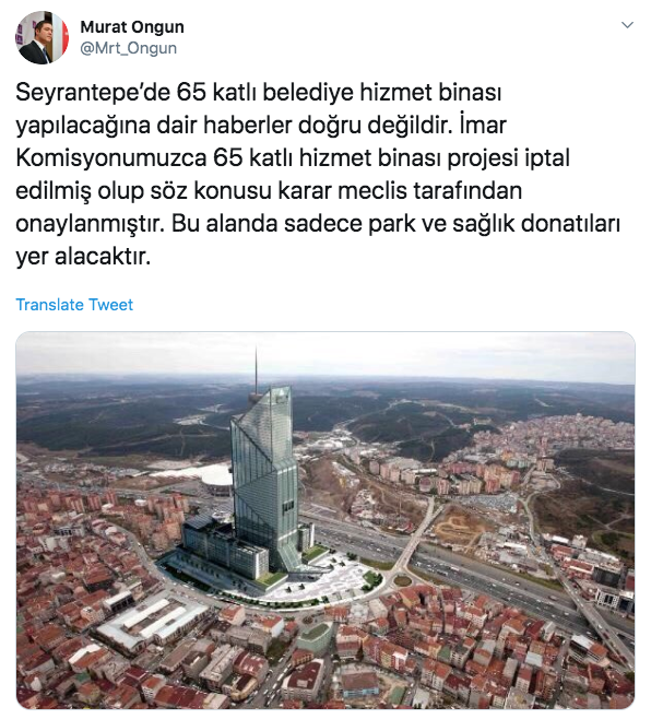 İBB'den "Seyrantepe’de 65 katlı belediye hizmet binası" haberlerine dair açıklama