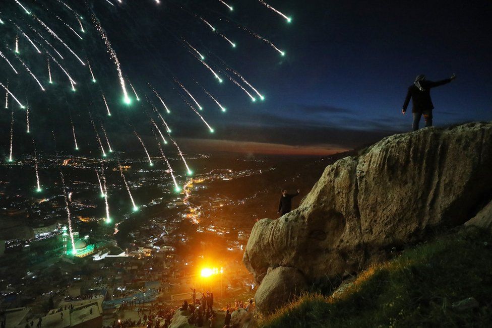 Kurdish families celebrate Nowruz, in the mountainous area around on Akre in Iraq.