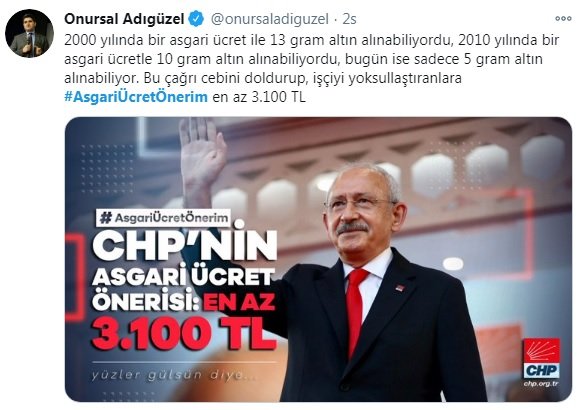 CHP'den #AsgariÜcretÖnerim '3100 TL olsun' kampanyası