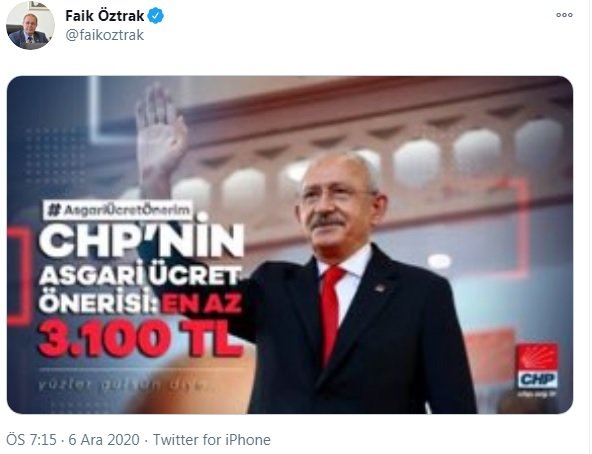 CHP'den #AsgariÜcretÖnerim '3100 TL olsun' kampanyası