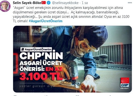 CHP'den #AsgariÜcretÖnerim '3100 TL olsun' kampanyası