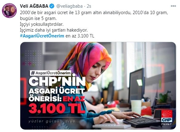 CHP'den #AsgariÜcretÖnerim '3100 TL olsun' kampanyası