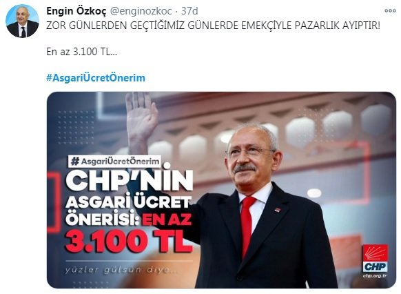 CHP'den #AsgariÜcretÖnerim '3100 TL olsun' kampanyası