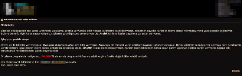 Türk hackerların sitesinde ilan: Yakalama, arama kararı ve yurt dışı çıkış yasağı kaldırılır; 10 bini peşin toplamda 70 bin lira