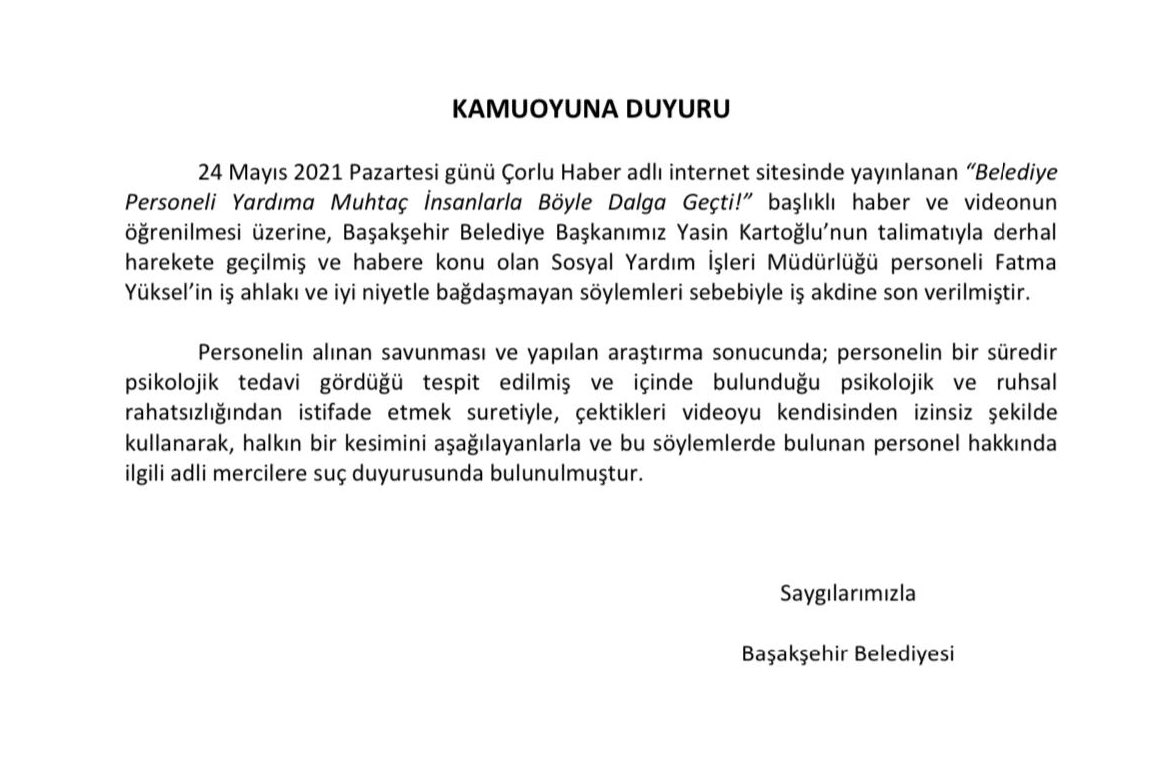 basaksehir belediyesi nde bir gorevli ihtiyac sahibi vatandaslarla dalga gecti vazifemiz koli diye aglayanlara al ulan kolinizi demektir