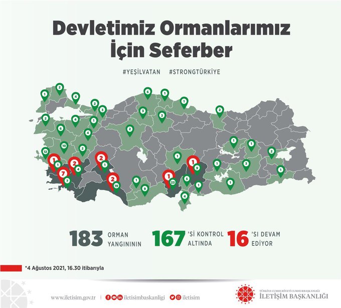 Cumhurbaşkanlığı Bağlantı Lideri Altun: 183 yangının 167'si denetim altına alındı