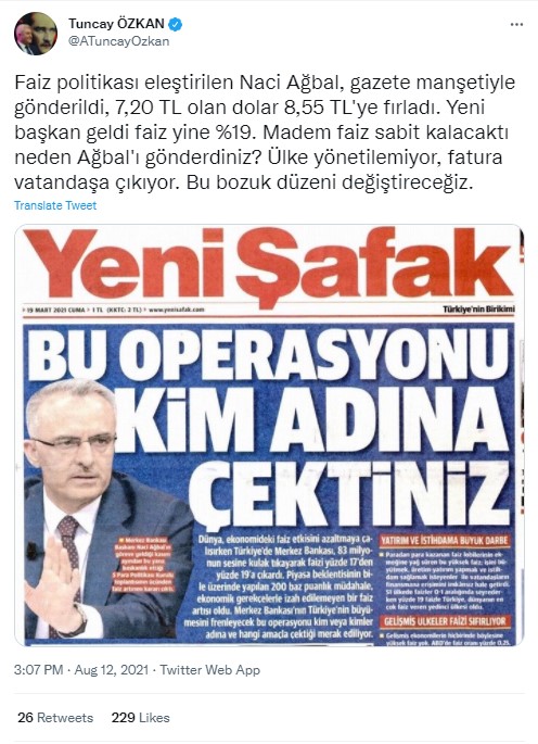 CHP Milletvekili Özkan: Madem faizi sabit tutacaktınız neden Naci Ağbal'ı gönderdiniz?
