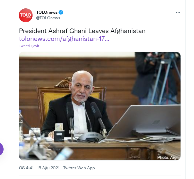 Afganistan Cumhurbaşkanı Eşref Gani'nin ülkeyi terk ettiği sav edildi
