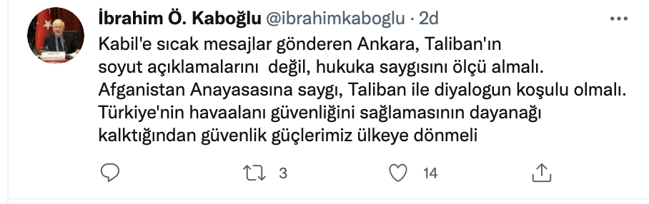 CHP'li Kaboğlu: Kabil'e sıcak iletiler gönderen Ankara, Taliban'ın soyut açıklamalarını  değil, hukuka hürmetini ölçü almalı