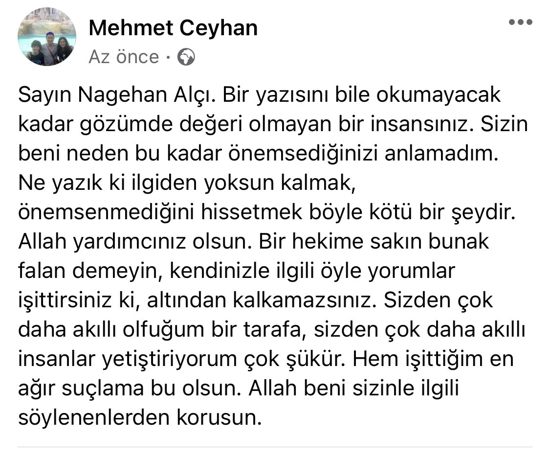 Prof. Mehmet Ceyhan'dan Nagehan Alçı'ya karşılık: Gözümde bedeli olmayan bir insansınız, sizden çok daha akıllı beşerler yetiştiriyorum çok şükür