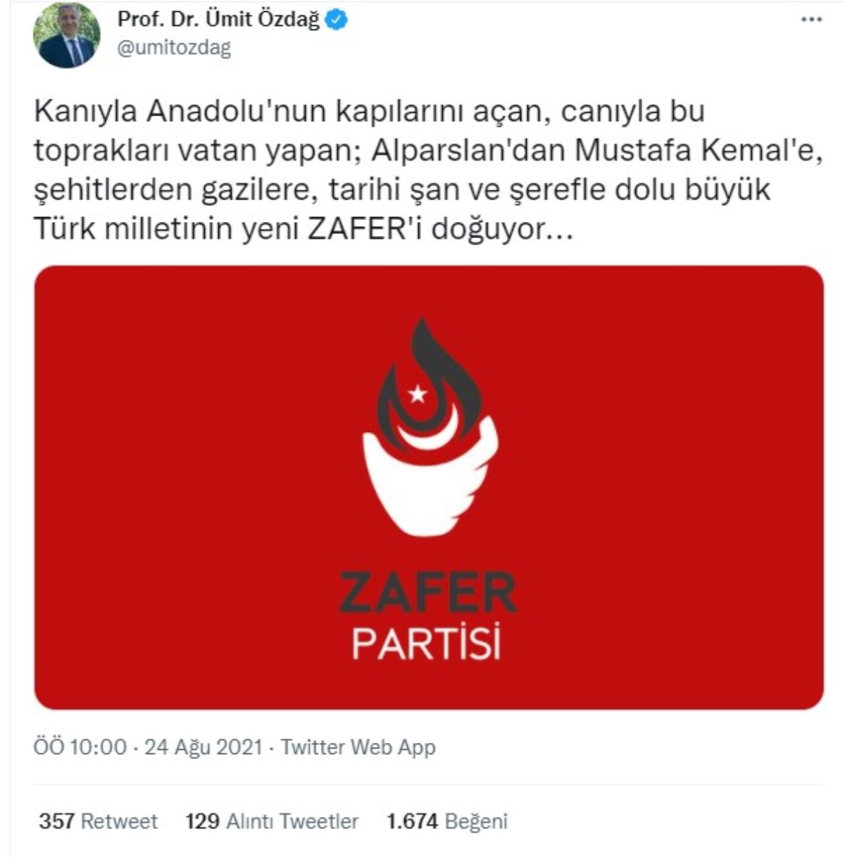 Ümit Özdağ, partisinin logosunu ve ismini duyurdu