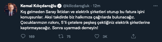 Kılıçdaroğlu: Kış gelmeden Saray iktidarı ve elektrik şirketleri oturup bu fatura işini konuşsunlar