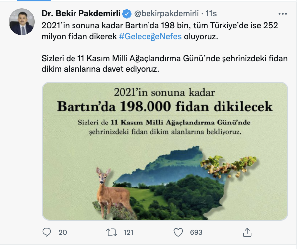 Orman Bakanı: Türkiye’de 252 milyon fidan dikerek geleceğe nefes oluyoruz
