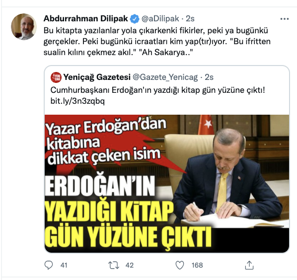 Yeni Akit müellifi Dilipak'tan Erdoğan'ın kitabı hakkında yorum: Yazılanlar yola çıkarkenki fikirler, pekala ya bugünkü gerçekler?