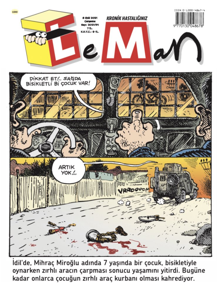 LeMan’dan Mihraç Miroğlu kapağı: Bugüne kadar onlarca çocuğun zırhlı araç kurbanı olması kahrediyor