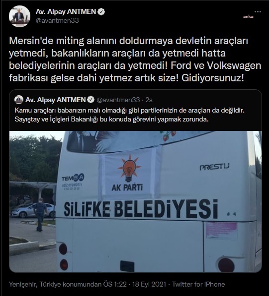 Erdoğan'ın Mersin mitingi: Belediyelerin çalışanları alanda, araçları parti logosu ile yollarda