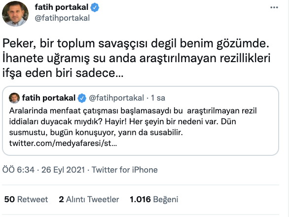 Fatih Portakal: Sedat Peker benim gözümde bir toplum savaşçısı değil