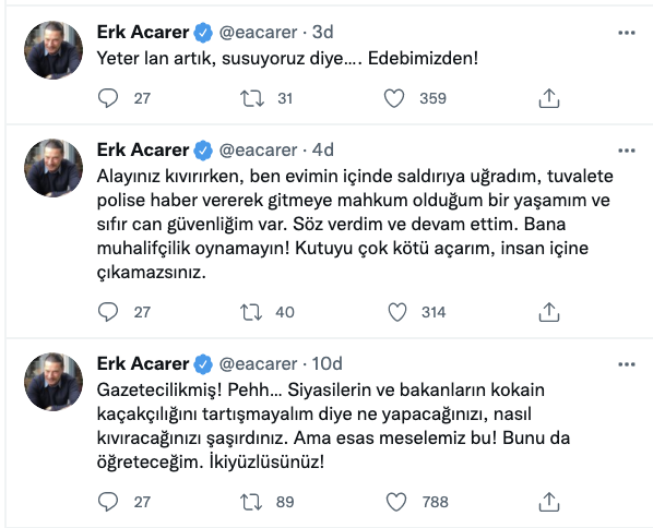 "Gazeteci bir hata örgütü önderinin sözcülüğüne soyunamaz" diyen Fatih Altaylı'ya Erk Acarer'den cevap: Yazmaya dahi korksan da benim bir adım var, öğreneceksin!